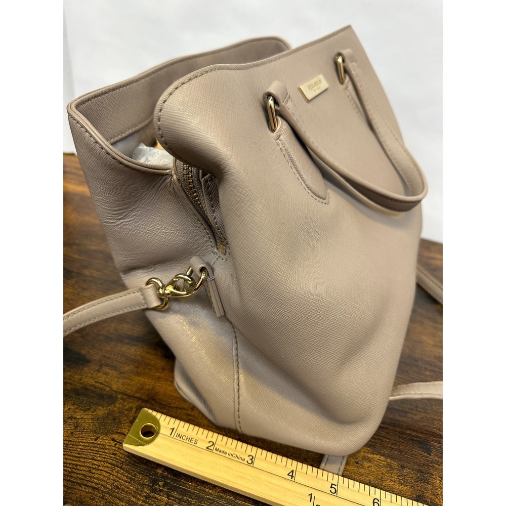 Kate Spade NY Laurel Way Evangelie Taupe Saffiano Leather Satchel Crossbody Bag - Picture 5 of 16